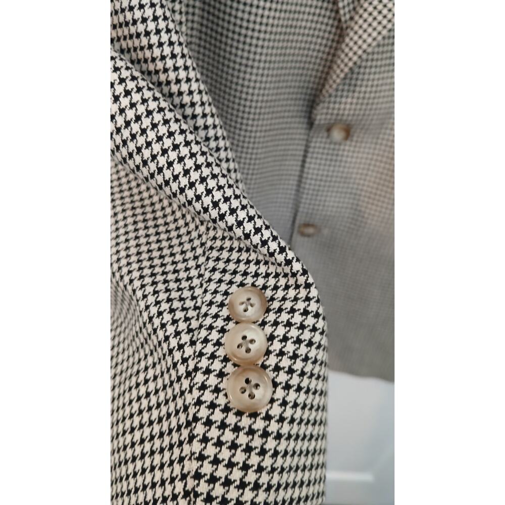 Hastings Sport Coat Mens 44R Houndstooth Cream USA Made Vtg* See Measurements *